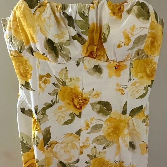 Mango Yellow and White Floral Midi Dress - Picture 6 of 8